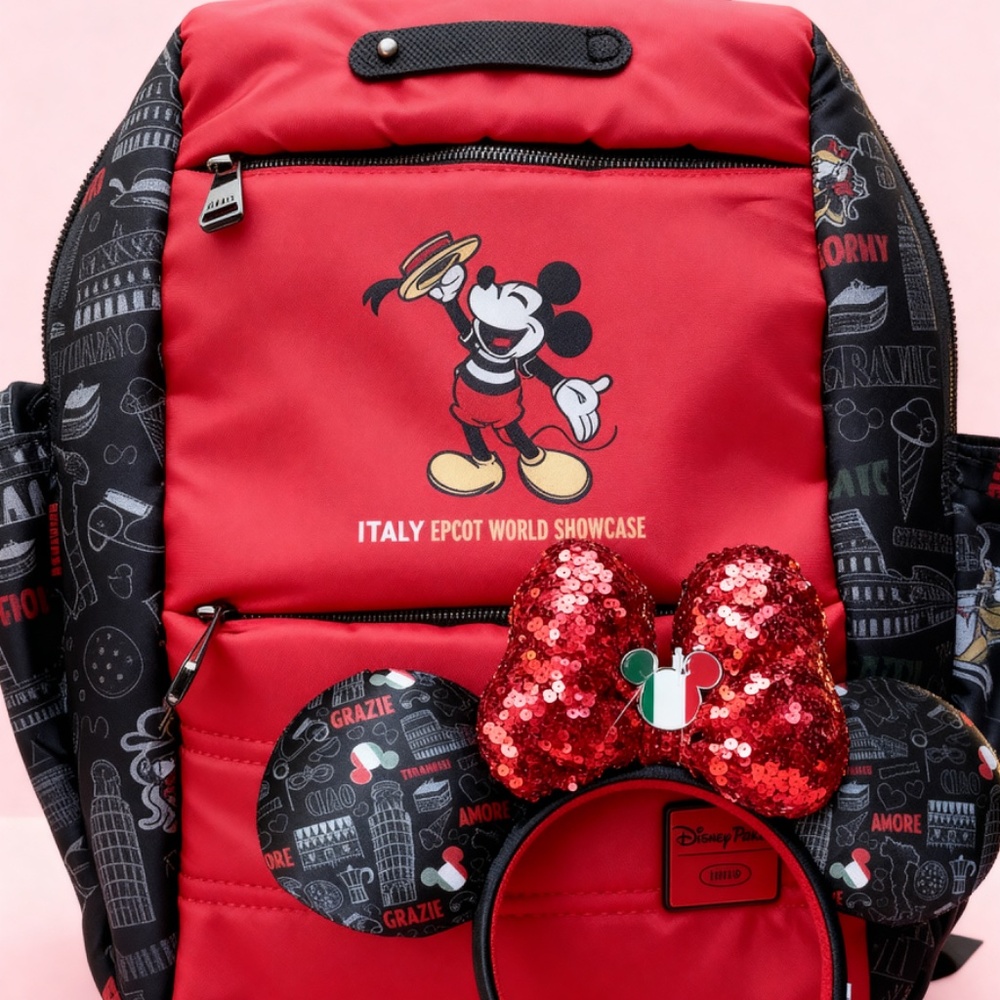 Disney Lug Italy EPCOT Backpack + Matching Minnie Ears Set NWT Parks Exclusive - Picture 4 of 6